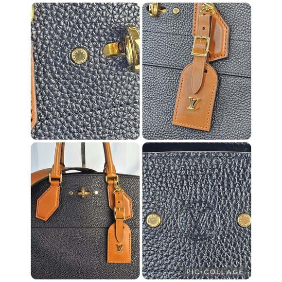 LOUIS VUITTON City Steamer Black Tan Leather Bag 2 Way Shoulder Strap Tote Bag - Picture 15 of 16